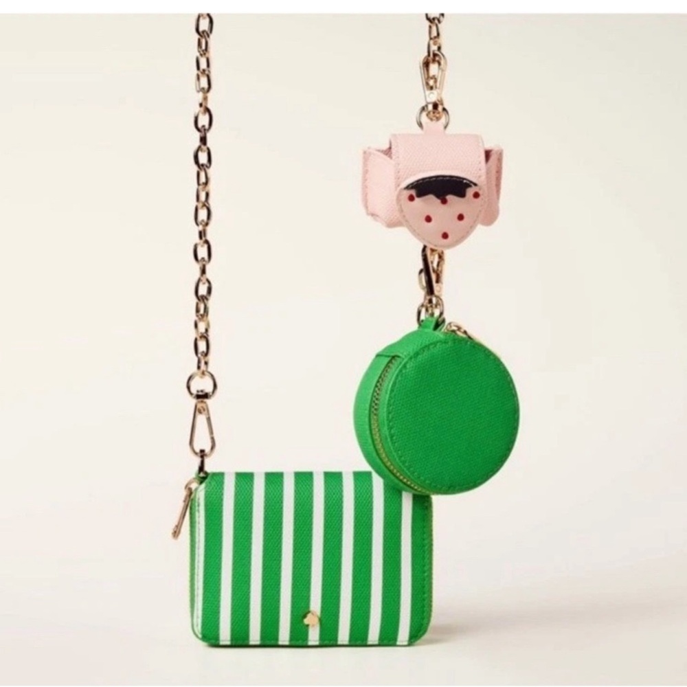 Kate Spade New York x Target Green White Striped Mini Crossbody Faux Leather WOC